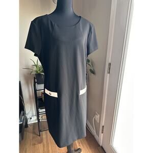 Tommy Hilfiger Essential Pocket Dress Size 14 Black White Classic Sheath NWT
